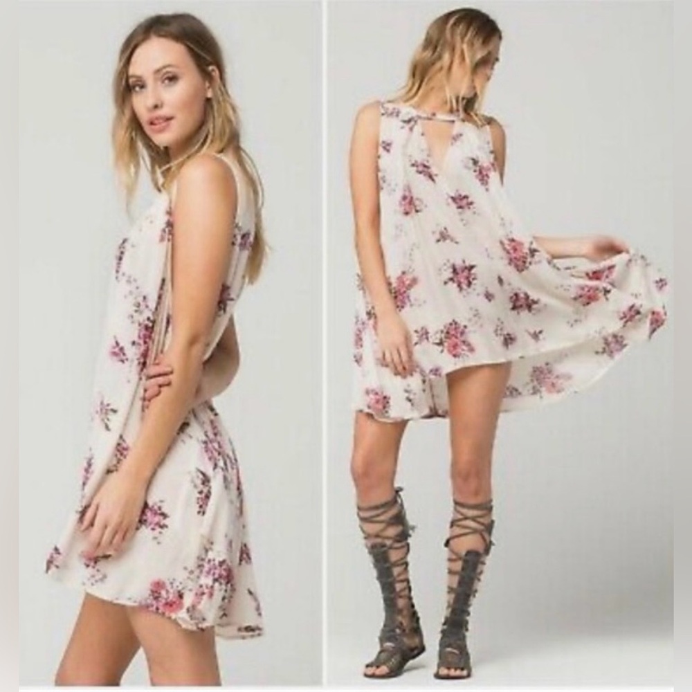 Free People Tree Swing Tunic Dress in Ivory Floral